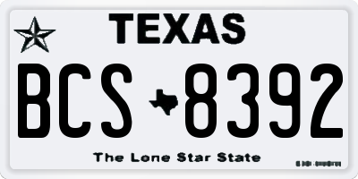 TX license plate BCS8392