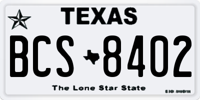 TX license plate BCS8402