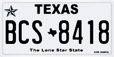 TX license plate BCS8418