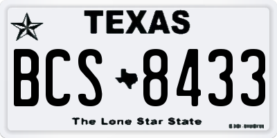 TX license plate BCS8433