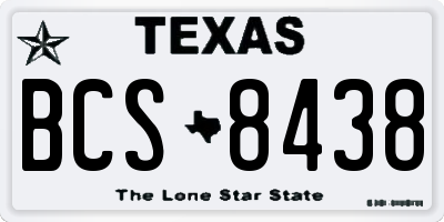 TX license plate BCS8438