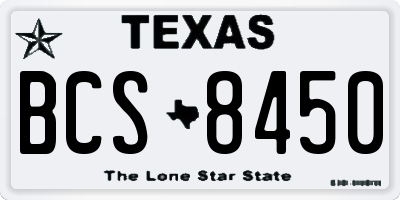 TX license plate BCS8450