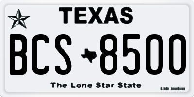 TX license plate BCS8500