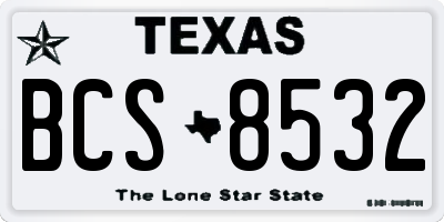 TX license plate BCS8532