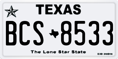 TX license plate BCS8533