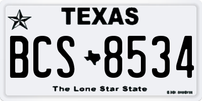 TX license plate BCS8534