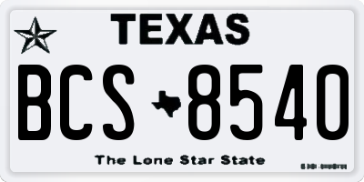 TX license plate BCS8540