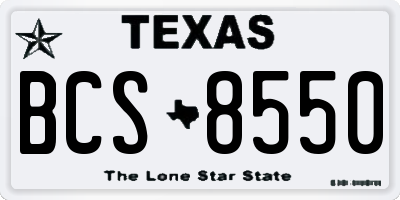 TX license plate BCS8550