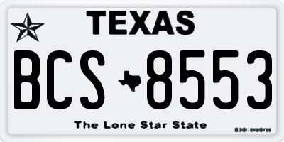 TX license plate BCS8553