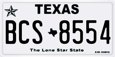 TX license plate BCS8554