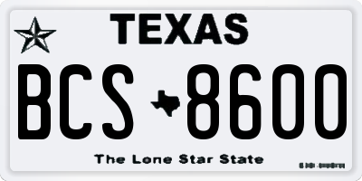 TX license plate BCS8600