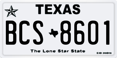 TX license plate BCS8601