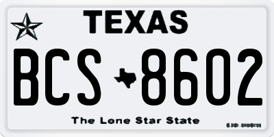 TX license plate BCS8602