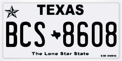 TX license plate BCS8608