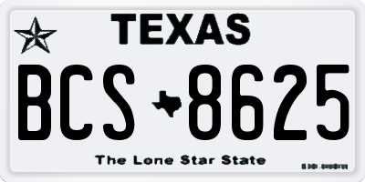 TX license plate BCS8625