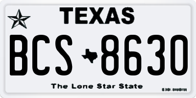 TX license plate BCS8630