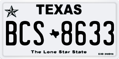 TX license plate BCS8633