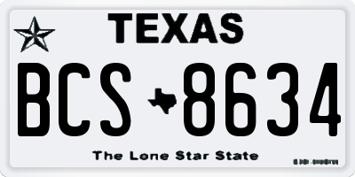 TX license plate BCS8634