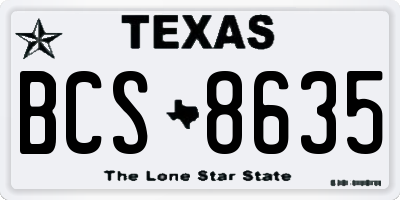 TX license plate BCS8635