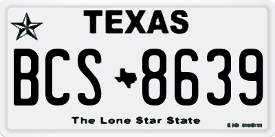 TX license plate BCS8639