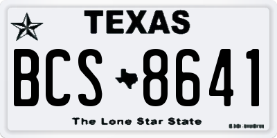 TX license plate BCS8641