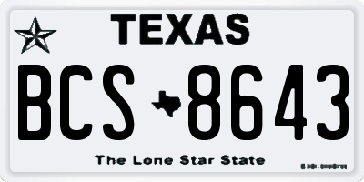 TX license plate BCS8643