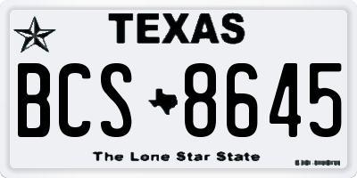 TX license plate BCS8645