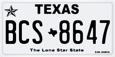 TX license plate BCS8647