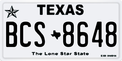 TX license plate BCS8648
