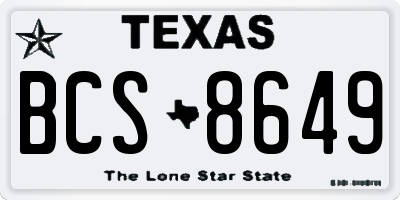 TX license plate BCS8649