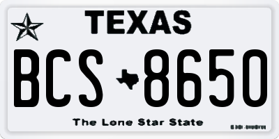 TX license plate BCS8650