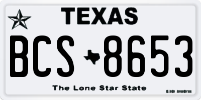 TX license plate BCS8653