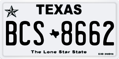 TX license plate BCS8662