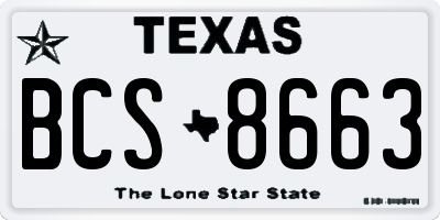 TX license plate BCS8663