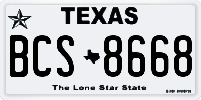 TX license plate BCS8668