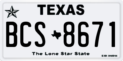 TX license plate BCS8671