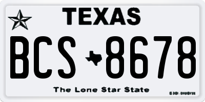 TX license plate BCS8678