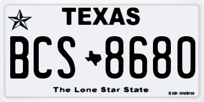TX license plate BCS8680