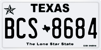 TX license plate BCS8684