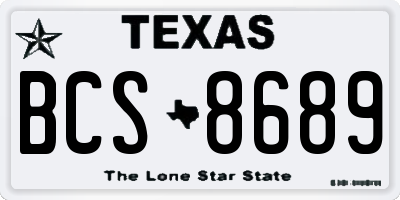 TX license plate BCS8689