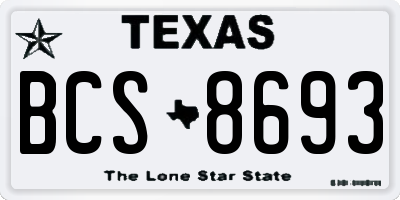 TX license plate BCS8693
