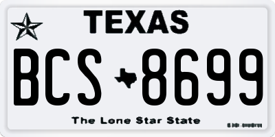 TX license plate BCS8699