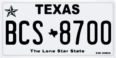 TX license plate BCS8700