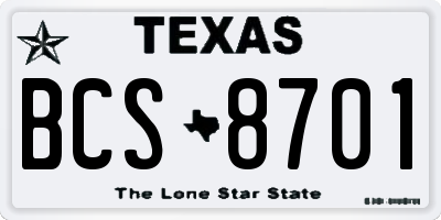 TX license plate BCS8701