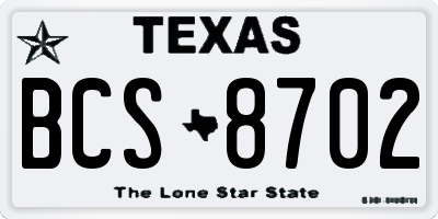 TX license plate BCS8702