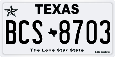 TX license plate BCS8703