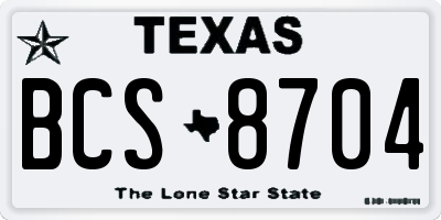 TX license plate BCS8704