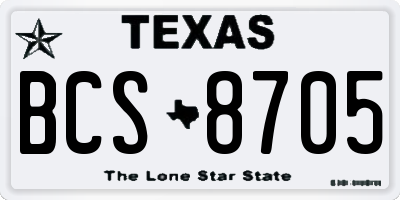 TX license plate BCS8705