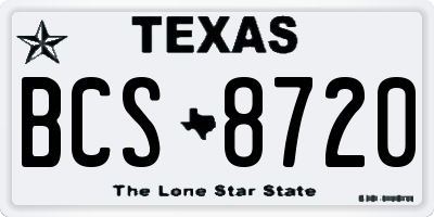 TX license plate BCS8720
