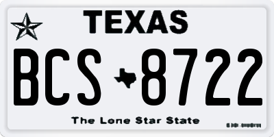 TX license plate BCS8722